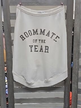 Cream "Roommate of the Year" Dog Sweatshirt - Casual Crewneck | Large